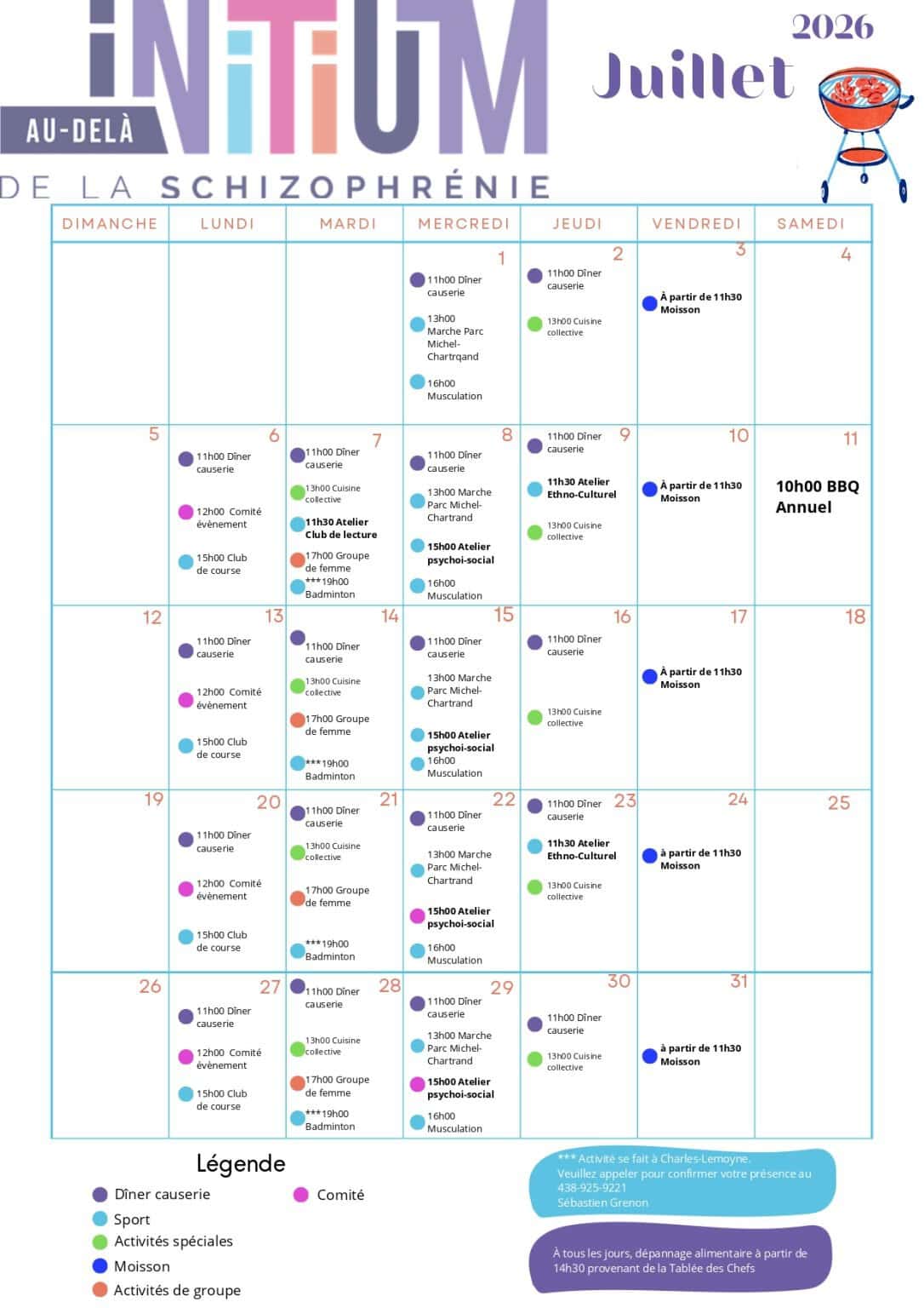 Calendrier juillet