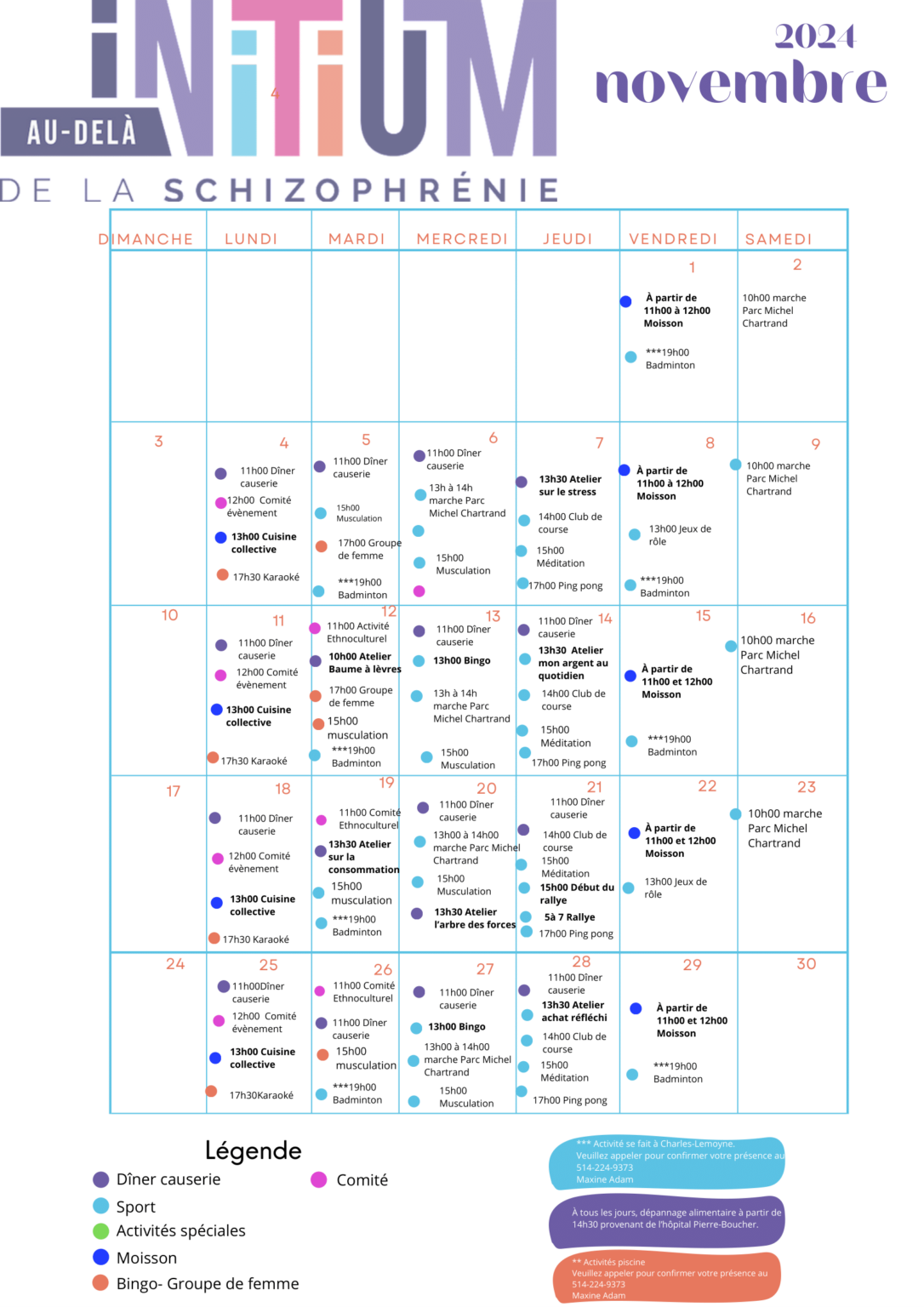 calendrier Novembre 2024